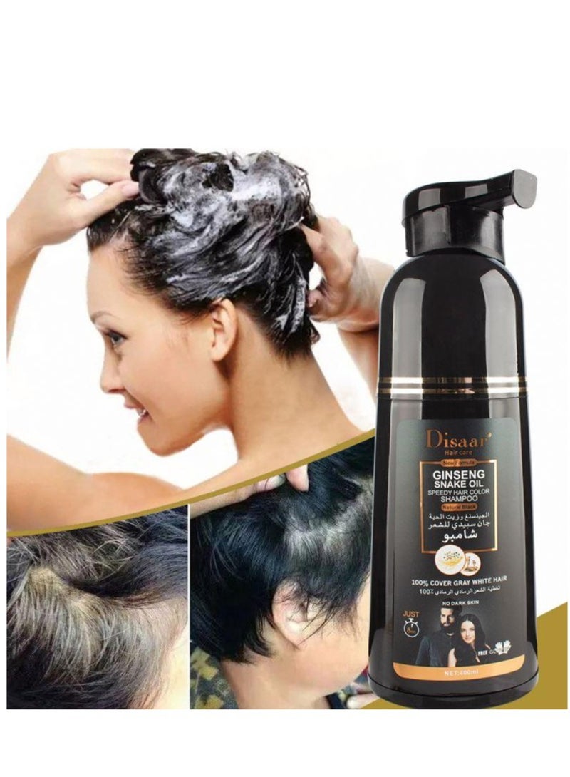 Disaar Ginseng And Snake Oil Shampoo For Natural Black Hair Dye 400 ml - Image 3