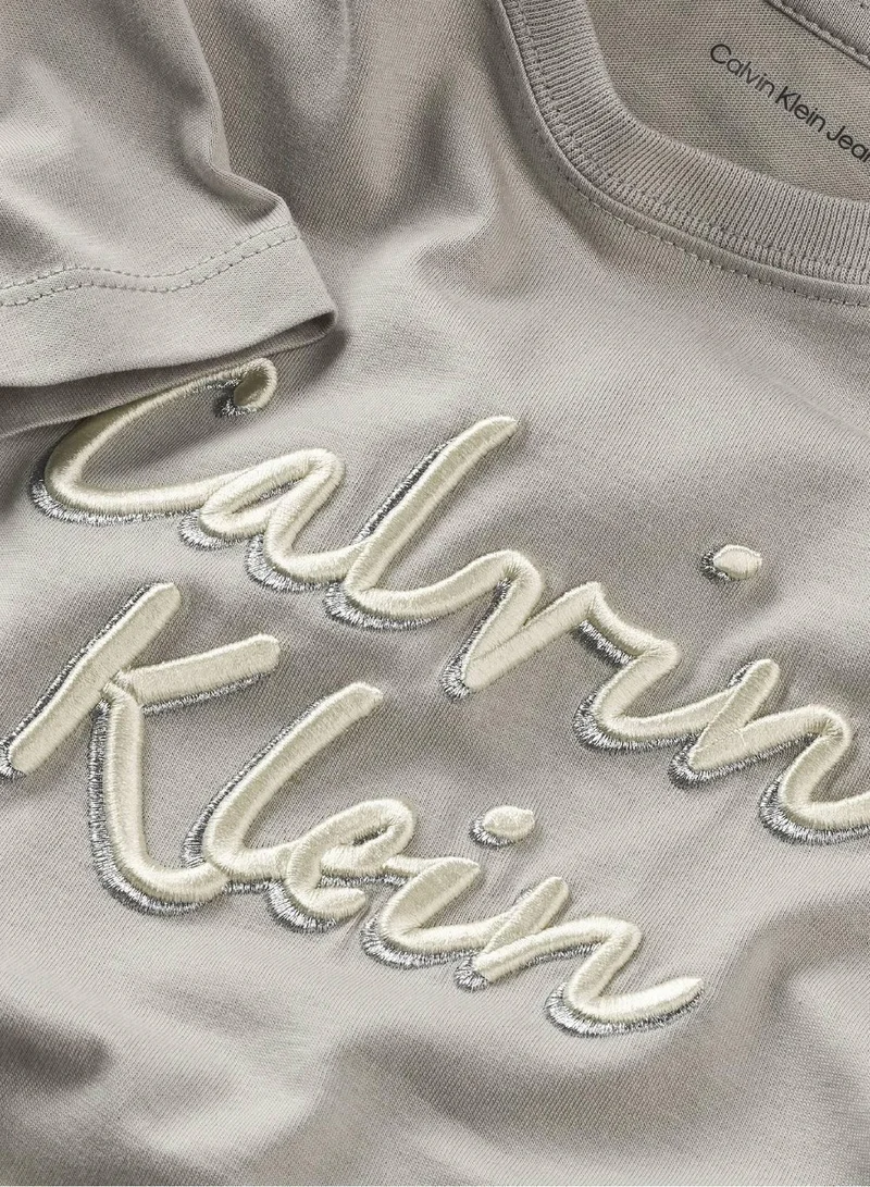 Calvin Klein Jeans Mourning Dove Boxy Logo T-shirt for Women | Best Price UAE