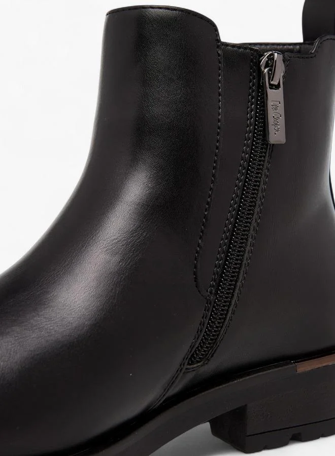 لي كوبر Women's Solid Ankle Boots with Zip Closure