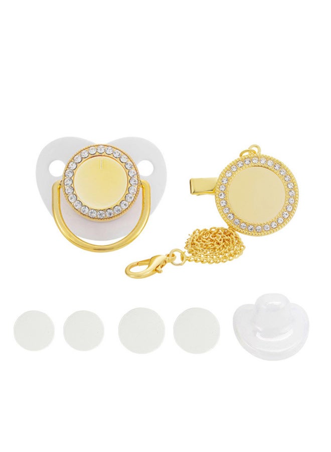 Spot Baby Pacifier With Drill Chain Play Mouth Silicone Sleep Shaped Pacifier Thermal Transfer Blank Pacifier