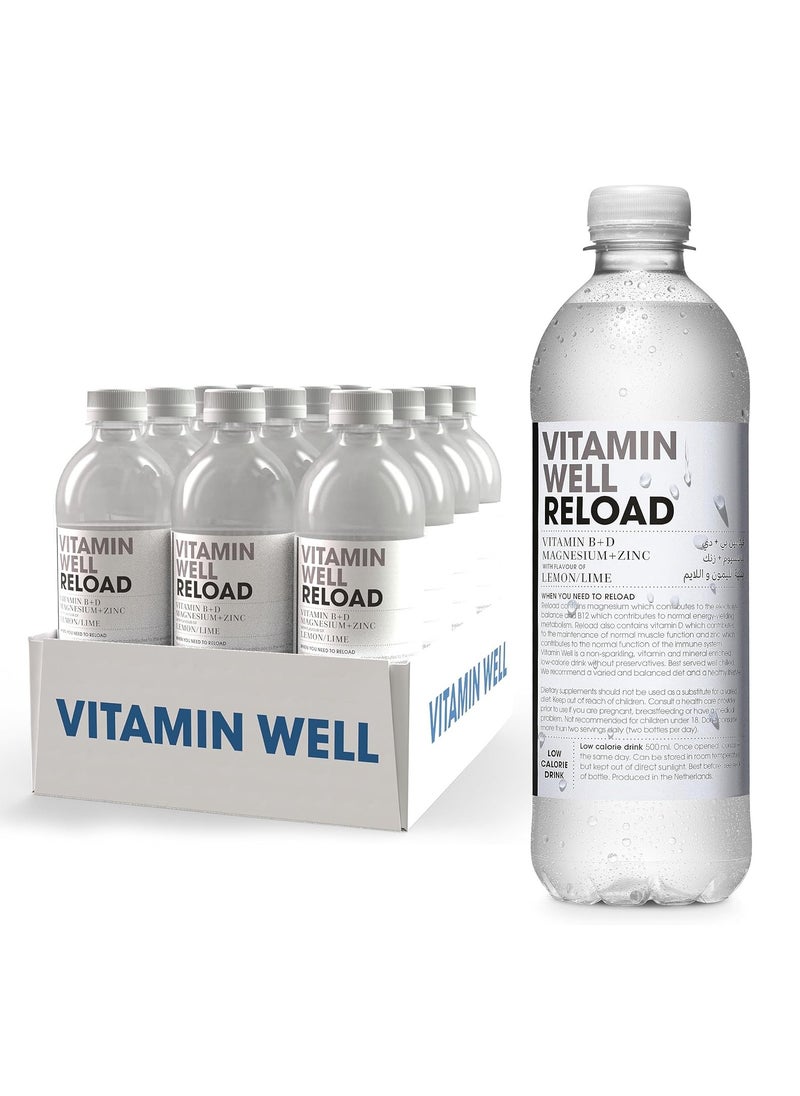 Vitamin Well - Flavoured Water With Vitamins and Minerals Reload - Lemon/Lime - (Pack of 12) - Image 1