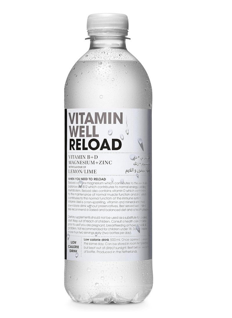 Vitamin Well - Flavoured Water With Vitamins and Minerals Reload - Lemon/Lime - (Pack of 12) - Image 1
