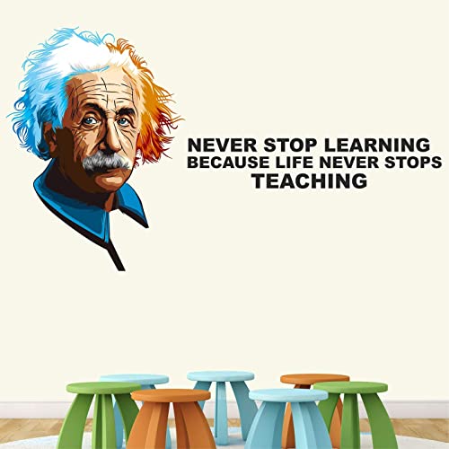 Byte Shop 'Albert - Einstein -Never Stop Learning - Because - Life Never Stop - Teaching - Inspirational - Motivational - Quotes - Wall Sticker' - (Multi Colour, Vinyl - 100cm X 56 cm) - Image 2