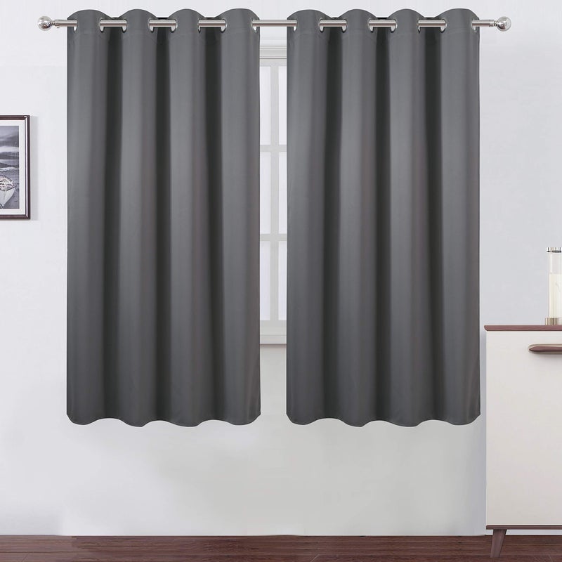 LEMOMO Grey Bedroom Blackout Curtains52 x 63 Inch LongSet of 2 Curtain PanelsThermal Insulated Room Darkening Curtains for Bedroom
