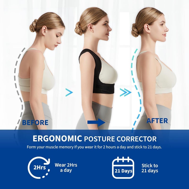 ZEDAN Neoprene Combo Half & Full Posture Corrector Belt | Shoulder, Back Support Belt | For Spine & Body Posture Correction | For Men & Women | Universal Fit (Pack of 2) - Image 4