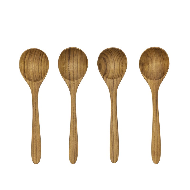 FAAY Round Wood Soup Spoons  Teak Tableware and Flatware Handcrafted from High Moist Resistant Teak  Healthy Spoons  100% Eco-friendly Spoons - Image 2