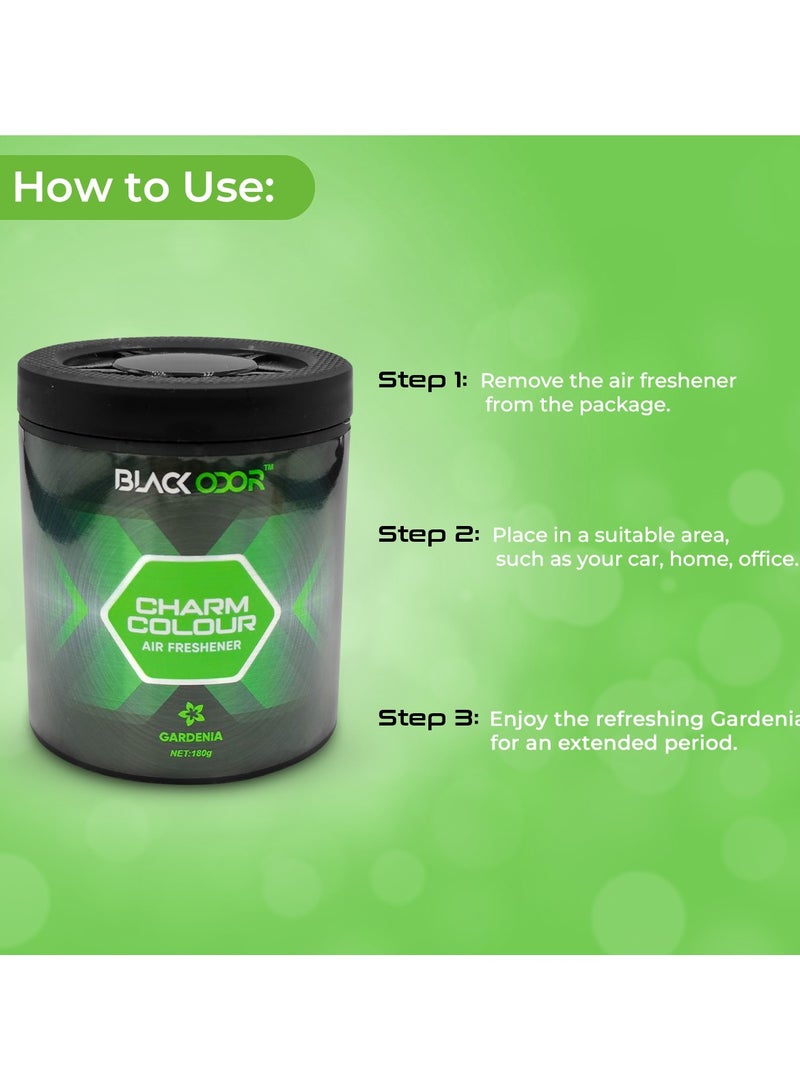 BLACK ODOR Gardenia Scented Air Freshener – 180g Long-Lasting Solid Gel for Car, Home, Office, and Indoor Use BO-38 - Image 4