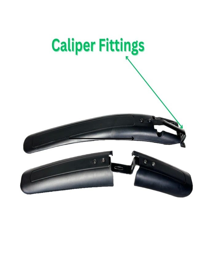 Shrenik Cycle Mudguard Compatible 26, 27.5, 29 Inch Bicycle Fender Clip-on Front & Rear Set with Metal Caliper Fittings Color Black Very Fine Plastic Material - Image 3