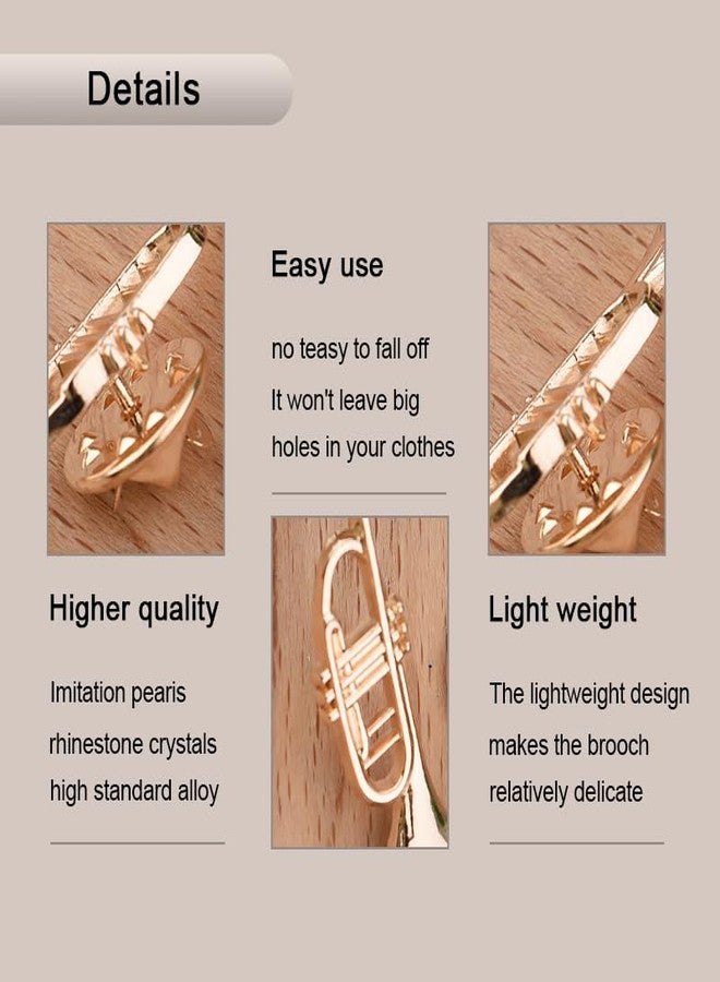 Yreamont Mini Trumpet Brooch Pin for Granddaughter Daughter Musician Gifts for Men Women Grandson Son Musical Instrument Pins for Clothing Gold Trumpet Lapel Pins for Women Men Musician Gift Ideas - Image 5