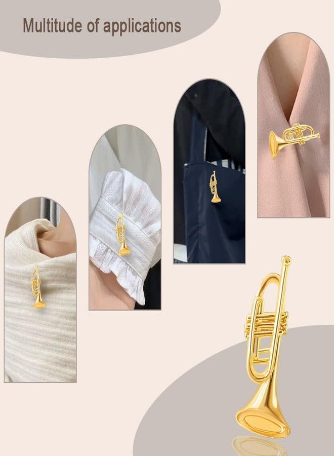 Yreamont Mini Trumpet Brooch Pin for Granddaughter Daughter Musician Gifts for Men Women Grandson Son Musical Instrument Pins for Clothing Gold Trumpet Lapel Pins for Women Men Musician Gift Ideas - Image 2