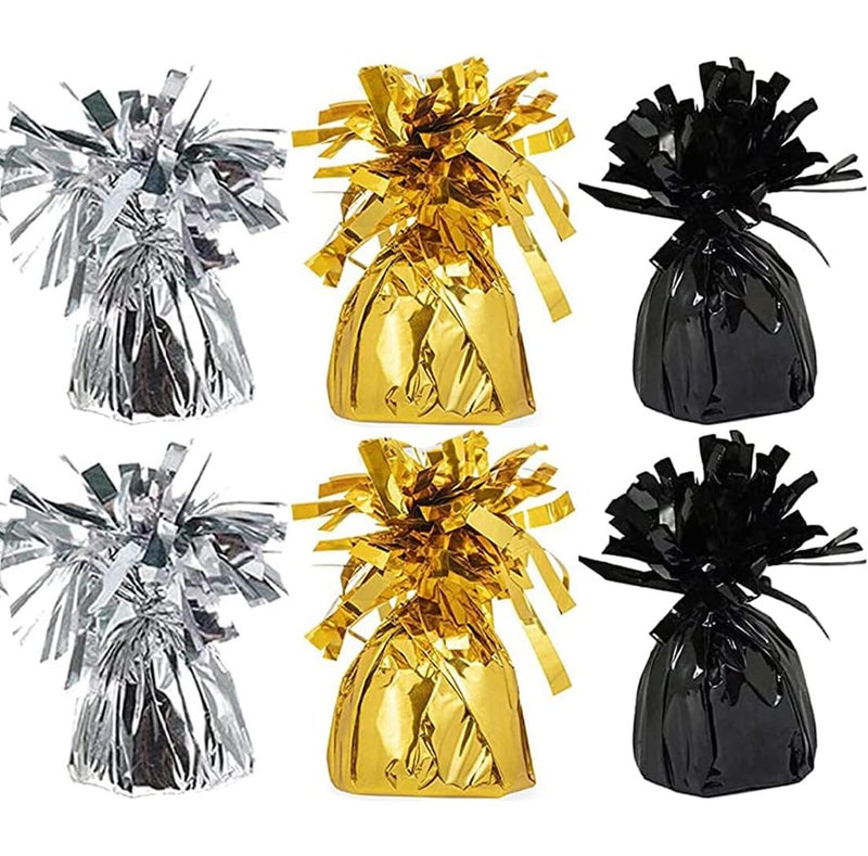 Chochkees Metallic Balloon Weights  Birthday Party Favors  Novelty And Gag Gifts  5.5"" Inches  6-Pack (Black) - Image 1