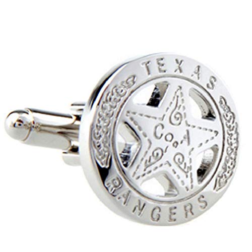 MRCUFF Texas Ranger Badge Star Pair Cufflinks in a Presentation Gift Box & Polishing Cloth - Image 1