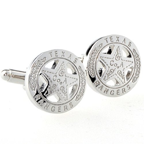 MRCUFF Texas Ranger Badge Star Pair Cufflinks in a Presentation Gift Box & Polishing Cloth - Image 2