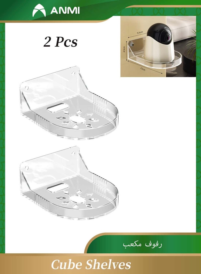 Anmi 2 Pcs Acrylic Wall Mount Shelf - Clear Floating Bracket for Cameras, Routers & Smart Devices - Image 1