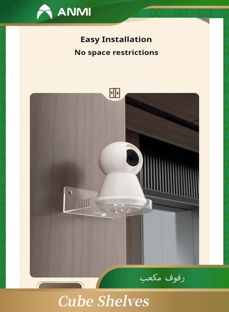 Anmi 2 Pcs Acrylic Wall Mount Shelf - Clear Floating Bracket for Cameras, Routers & Smart Devices - Image 3