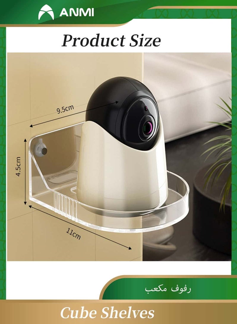 Anmi 2 Pcs Acrylic Wall Mount Shelf - Clear Floating Bracket for Cameras, Routers & Smart Devices - Image 2