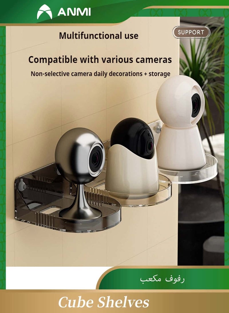 Anmi 2 Pcs Acrylic Wall Mount Shelf - Clear Floating Bracket for Cameras, Routers & Smart Devices - Image 4