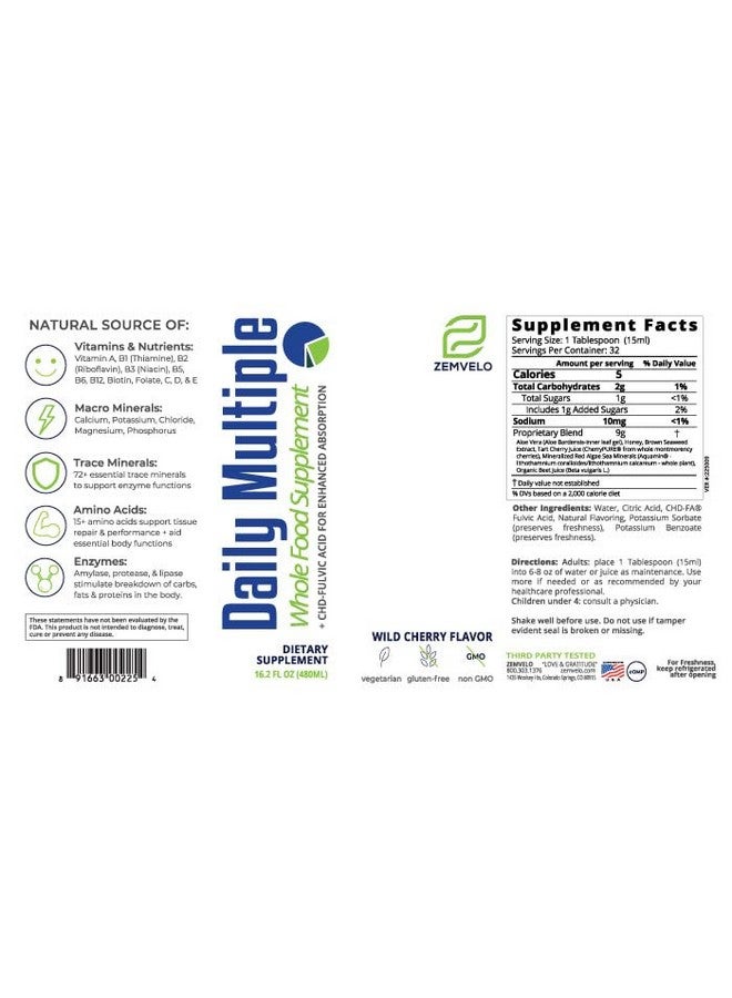 Mineralife Liquid Daily Multiple Supplement  Whole Food Nutrition Wild Cherries Honey Aloe Vera Seaweed  Multimineral  For The Whole Family  Cherry Flavor - Image 2