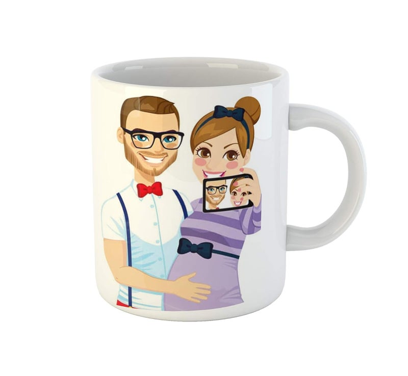 ASHVAH Pregnant Couple Ceramic Coffee Mug Gift for Pregnant Women Wife Baby Shower - Image 2