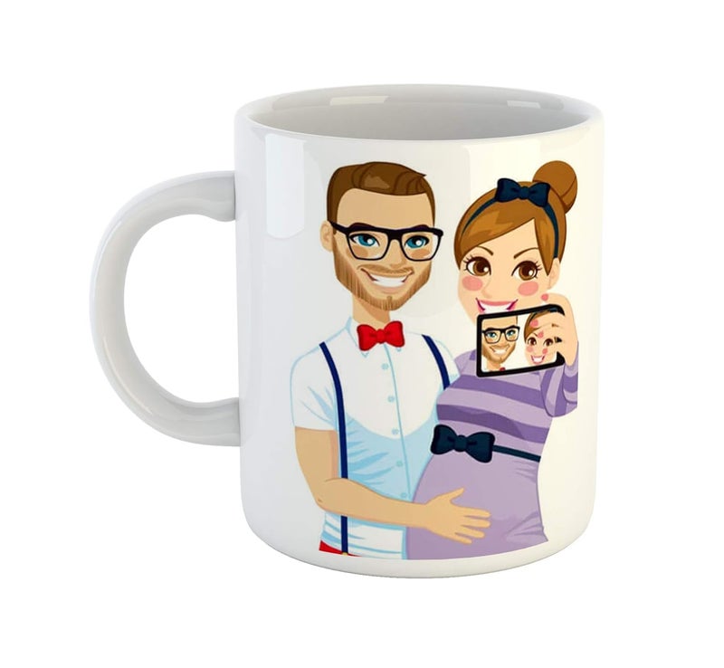 ASHVAH Pregnant Couple Ceramic Coffee Mug Gift for Pregnant Women Wife Baby Shower - Image 1