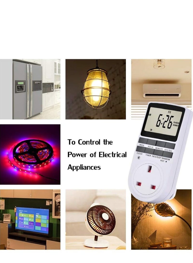 2 Pack Digital Light Timer Plug, Timer Outlet Plug-in Timer Socket LCD Display 10 Programmable Switching Programs 24 Hours & 7 Days Energy Saving Timer Socket for Electrical Appliances