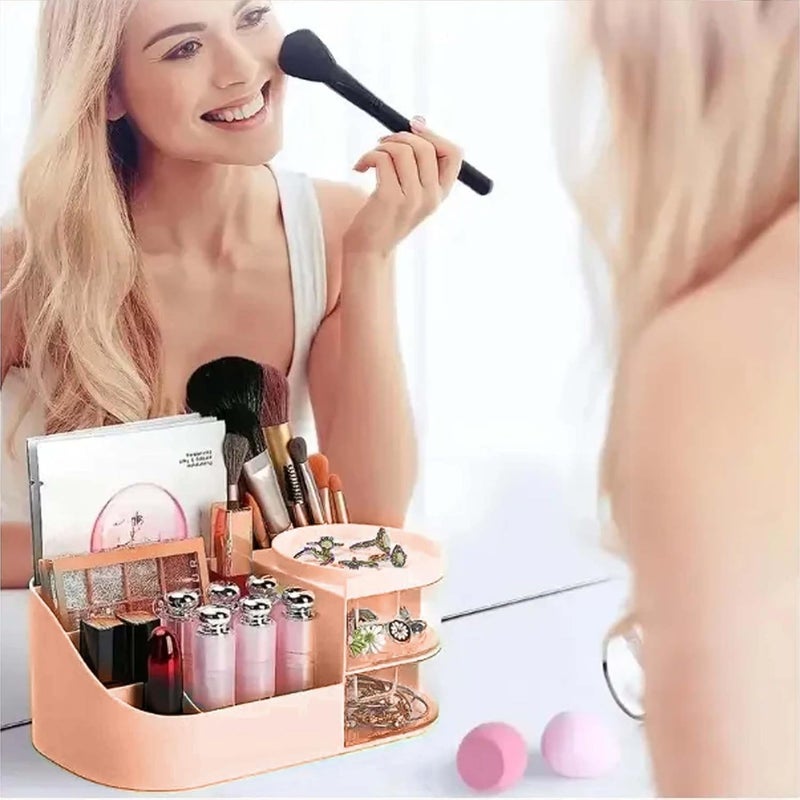 Rabbonix Makeup Storage Organizer Box For Cosmetic, Skincare, Make Up Etc With Transparent Drawer | Color Pink | Pack of 01 - Image 2