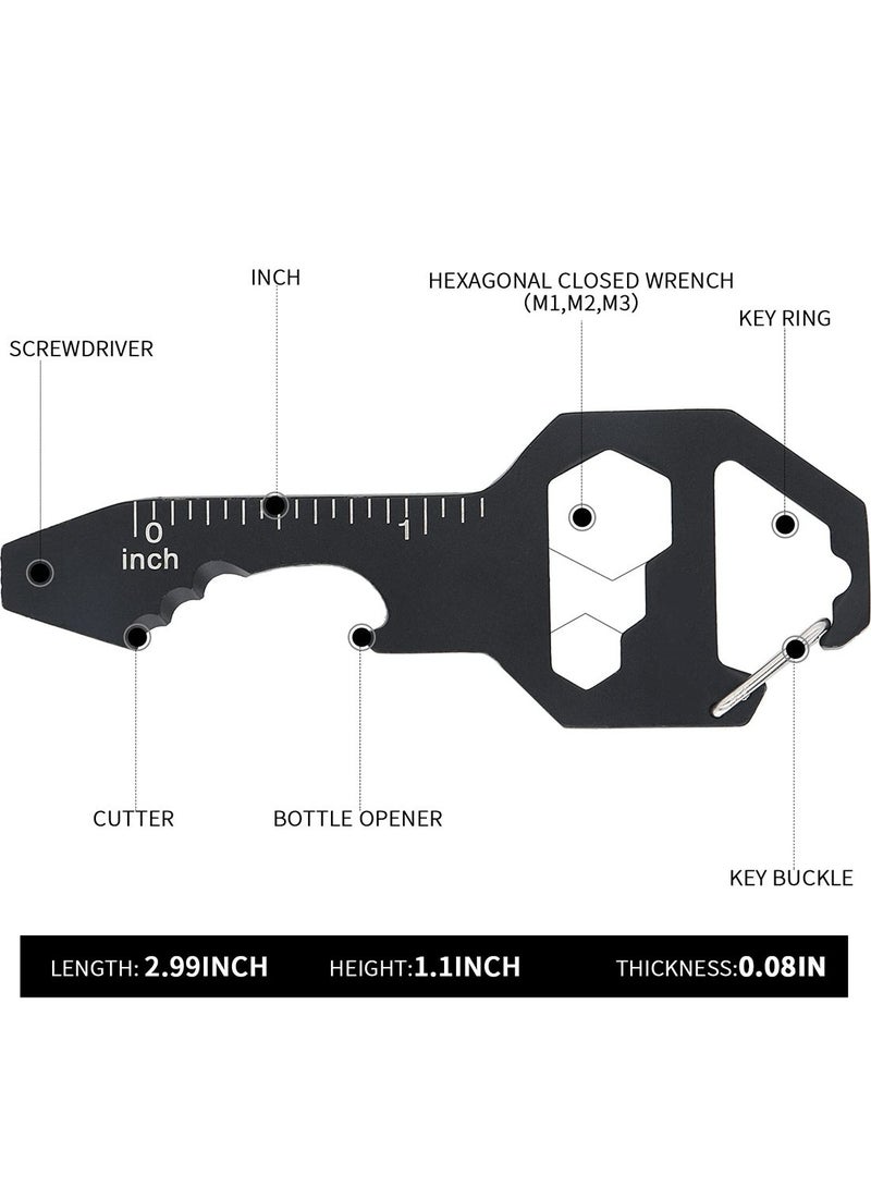 Mmmon Keychain Multi-tool 3 Pack Metal Pocket Tool Portable No Rust Wrench for Screw, Ruler and Bottle Opener, 18 in 1 Total Routine Maintenance Tool - Image 2