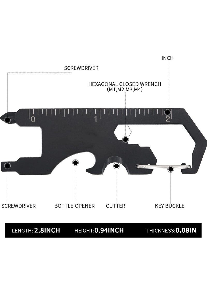 Mmmon Keychain Multi-tool 3 Pack Metal Pocket Tool Portable No Rust Wrench for Screw, Ruler and Bottle Opener, 18 in 1 Total Routine Maintenance Tool - Image 4