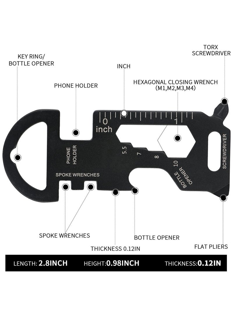 Mmmon Keychain Multi-tool 3 Pack Metal Pocket Tool Portable No Rust Wrench for Screw, Ruler and Bottle Opener, 18 in 1 Total Routine Maintenance Tool - Image 3