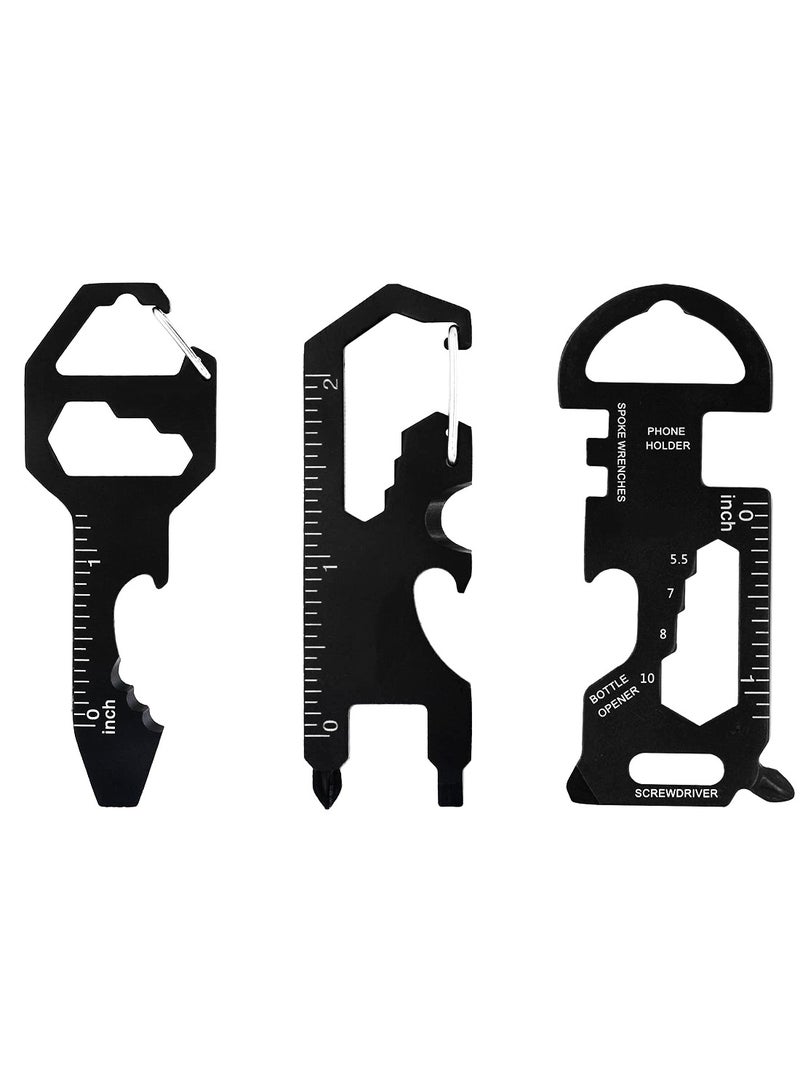 Mmmon Keychain Multi-tool 3 Pack Metal Pocket Tool Portable No Rust Wrench for Screw, Ruler and Bottle Opener, 18 in 1 Total Routine Maintenance Tool - Image 1