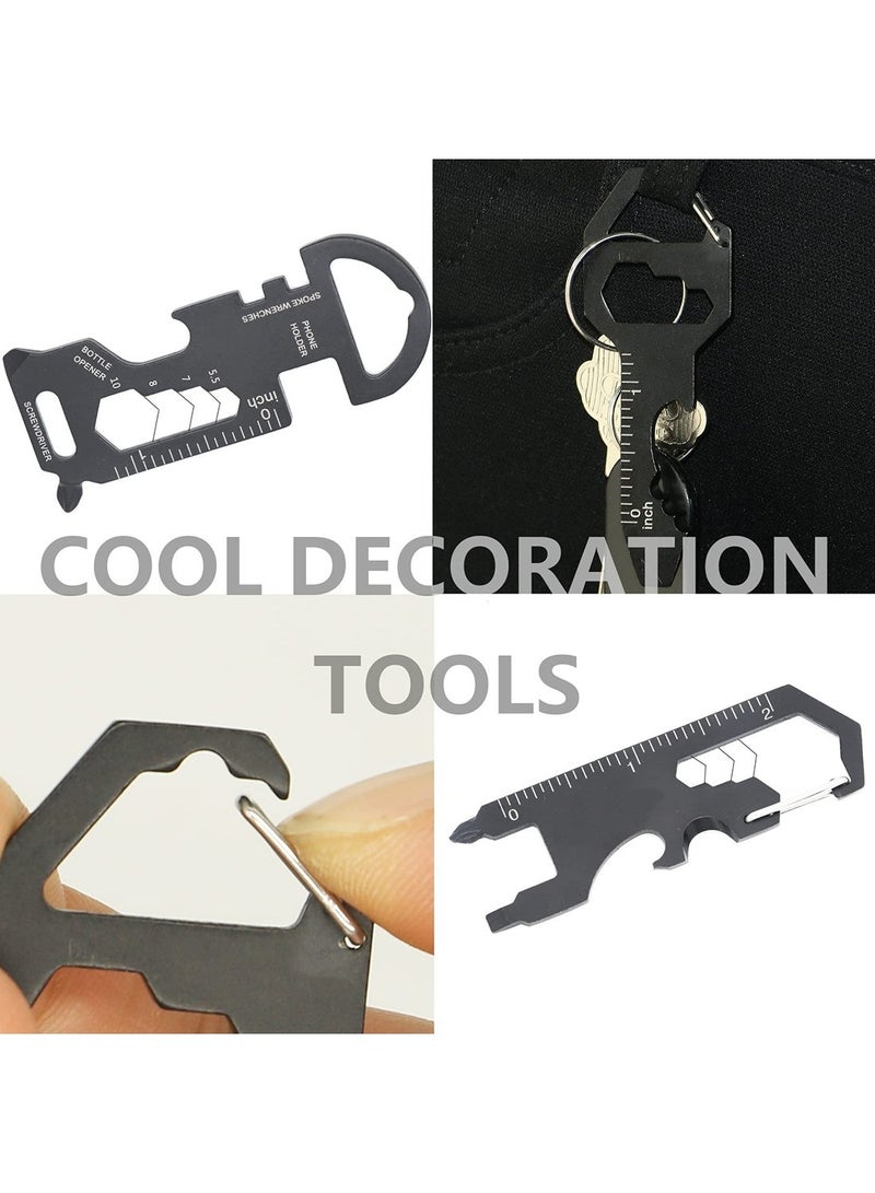 Mmmon Keychain Multi-tool 3 Pack Metal Pocket Tool Portable No Rust Wrench for Screw, Ruler and Bottle Opener, 18 in 1 Total Routine Maintenance Tool - Image 5