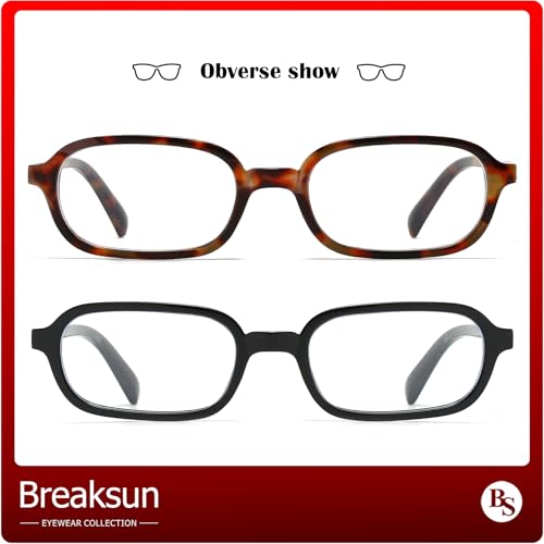 Breaksun نظارات بريكسون ريترو مستطيلة للنساء والرجال صغيرة مربعة لحجب الضوء الأزرق نظارات عتيقة (صدفي + أسود) - Image 4
