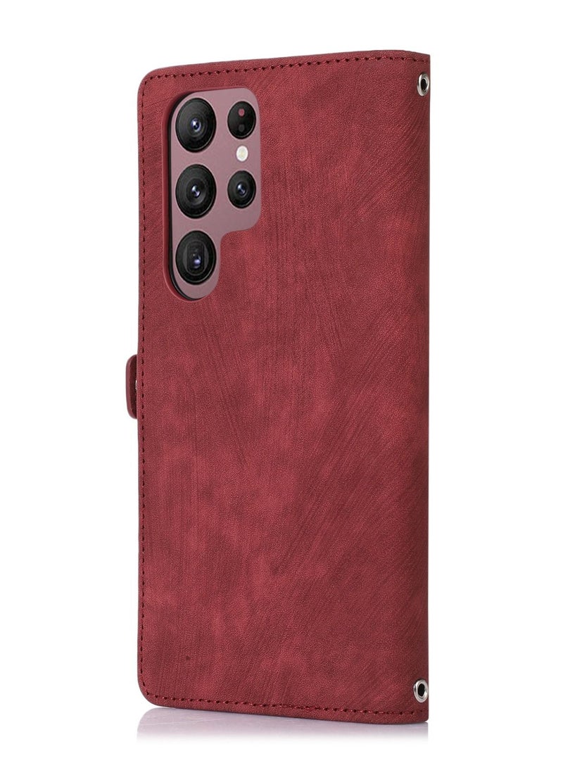 Suteni Zipped Flip Cover Card Slots Leather Phone Case for Samsung - Image 2