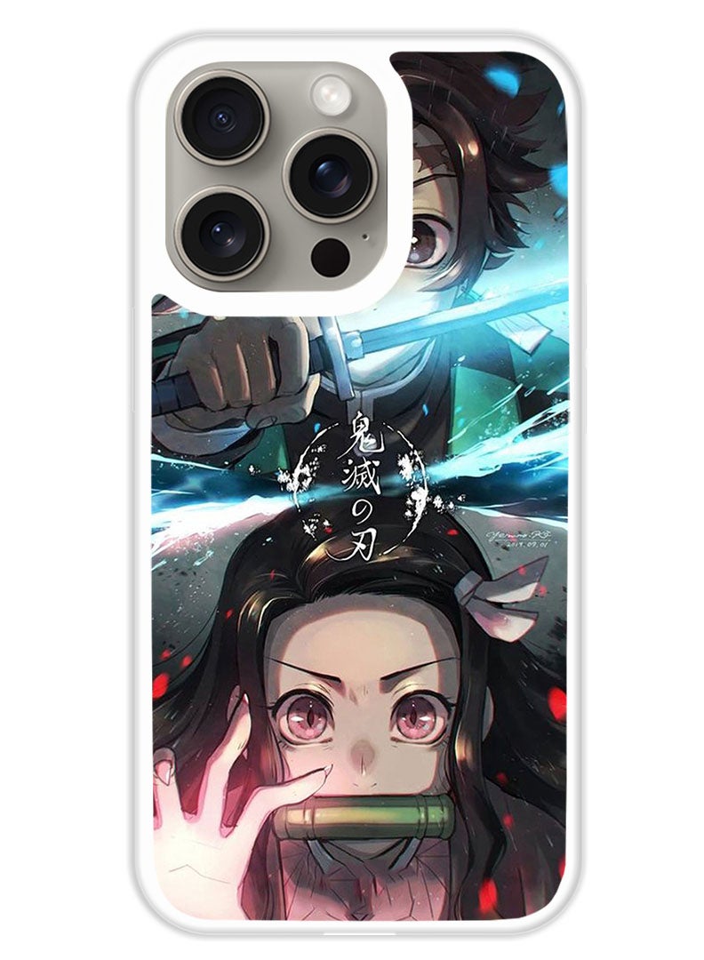 Theodor Protective Case Cover For APPLE IPHONE 15 Pro Animation Tanjiro (White Bumper) - Image 1