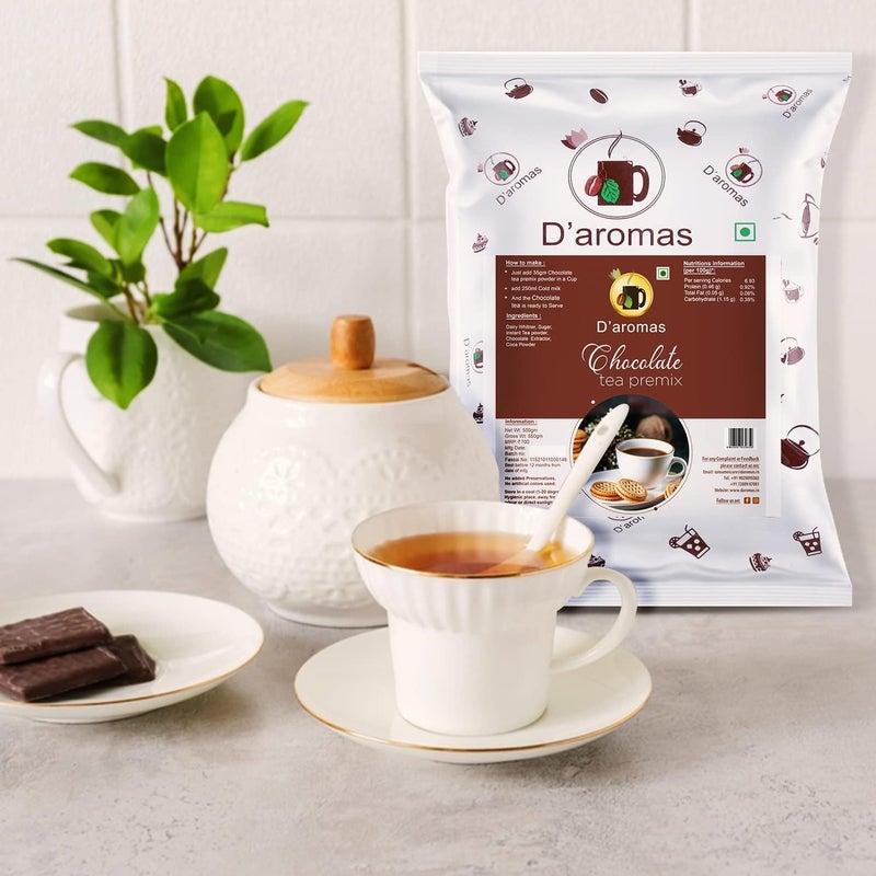 D'aromas 3kg Chocolate Premix Tea Powder, Instant Chocolate Premix Tea, Chocolate Flavour, Ready to Drink Tea for Vending Machine, Home, Canteen, Hotel Etc (Each 500gm) (Pack Of 6) - Image 2