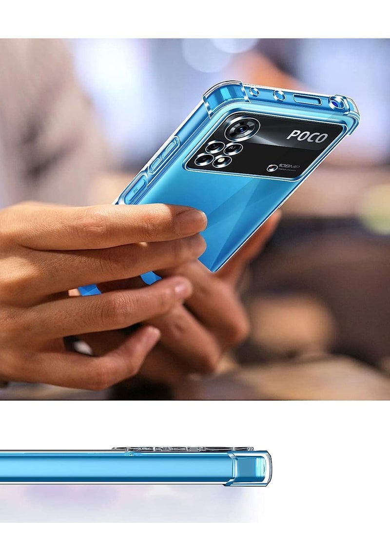 CATANES Xiaomi Poco X4 Pro 5G Case Cover Clear Protective TPU Four Corners Cover Transparent Soft Case - Image 2