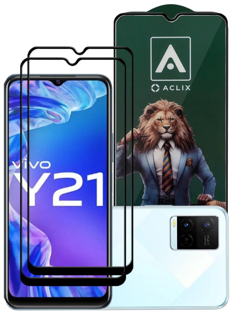 ACLIX 2 Pieces Antistatic ESD Dustproof Premium Quality High Definition Tempered Glass Screen Protector Designed For vivo Y21 - Image 1