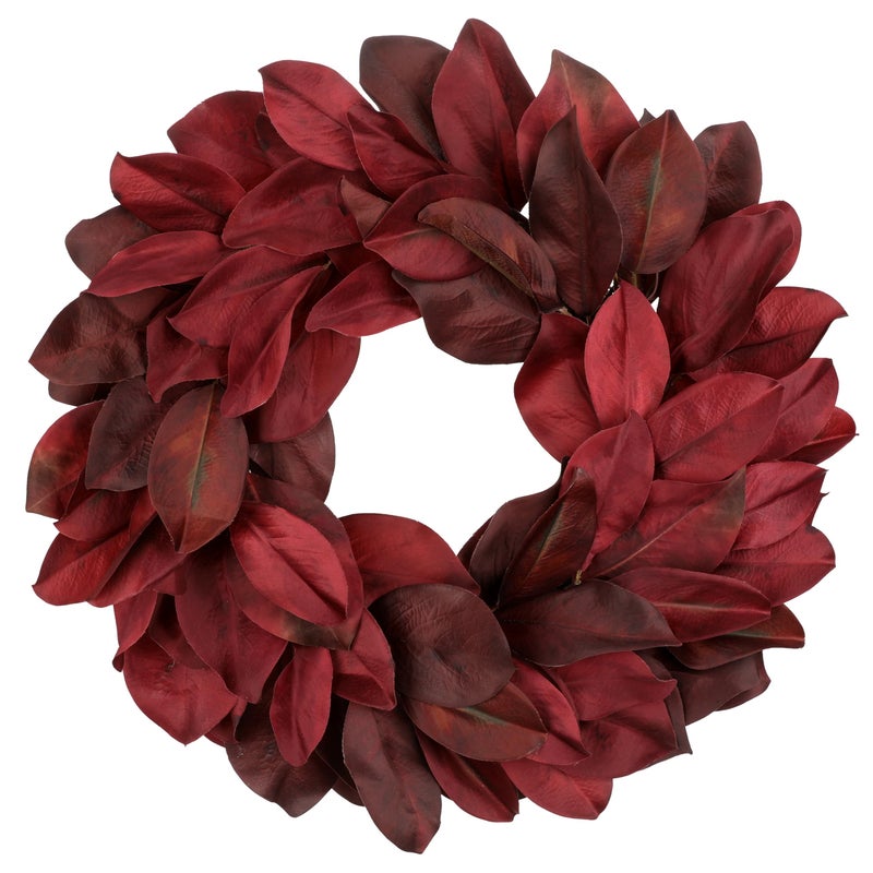 Briful 23in Magnolia Christmas Wreath for Front Door, Realistic Red Magnolia Leaf Wreath All Season Wreaths for Xmas Home Outdoor & Indoor Decor - Image 1