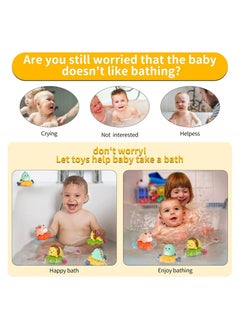 Excefore Baby Bath Toys Floating Swimming Toys 3PCS Baby Bathtub Toys for 6-12 Months Temperature Sensing Water Spray Children's Bathroom Pull Line Little Lion Calf Dinosaur Swimming Toys  - Image 3