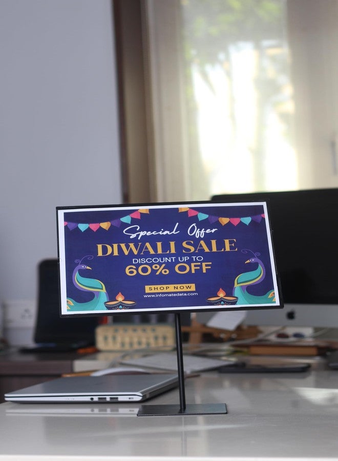 Infomate Acrylic Premium Display Stand A4 – Clear Vertical Sign Holder for Tabletop, Menu, Price Display, Promotions & Notices - Image 2