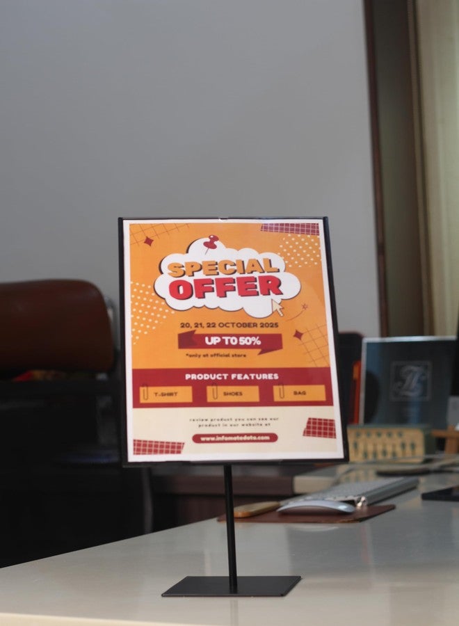 Infomate Acrylic Premium Display Stand A4 – Clear Vertical Sign Holder for Tabletop, Menu, Price Display, Promotions & Notices - Image 3