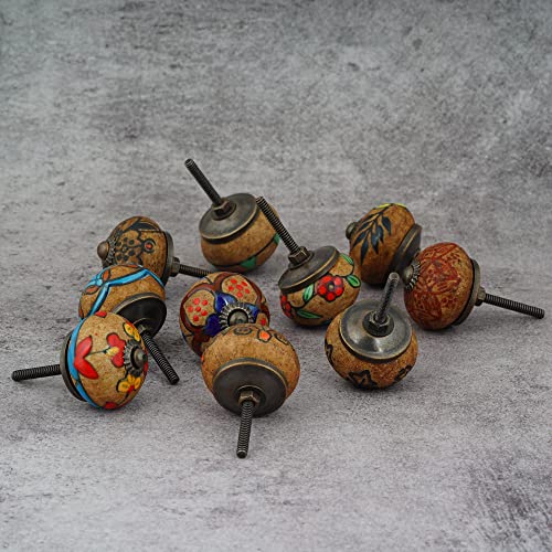 Rasiya Art Cabinet Knobs for Dresser Drawers - Antique Decorative Pull Handle Farmhouse Kitchen Furniture Hardware Rustic Boho Home Decor - Pack of 12 - Image 4