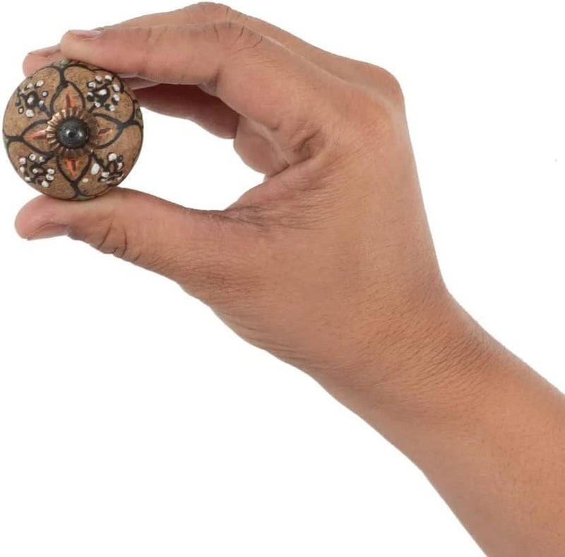 Rasiya Art Cabinet Knobs for Dresser Drawers - Antique Decorative Pull Handle Farmhouse Kitchen Furniture Hardware Rustic Boho Home Decor - Pack of 12 - Image 3