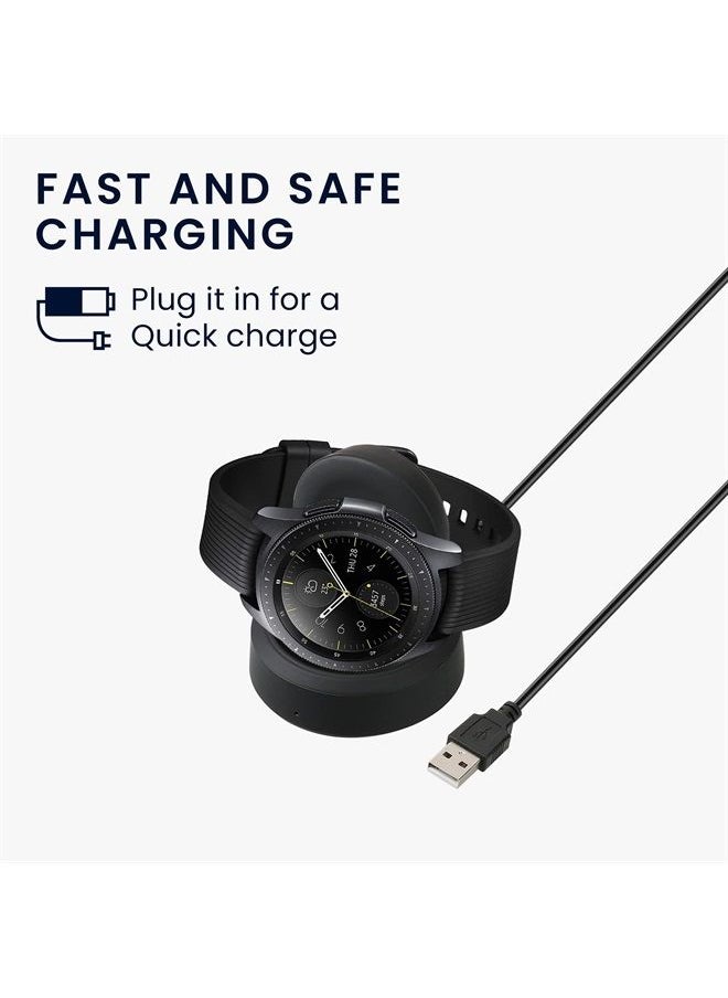 kwmobile - Docking Station Compatible with Samsung Galaxy Watch 5 4 3 / Active/Active 2 - Charging Charger Cable with Stand - Black - Image 1