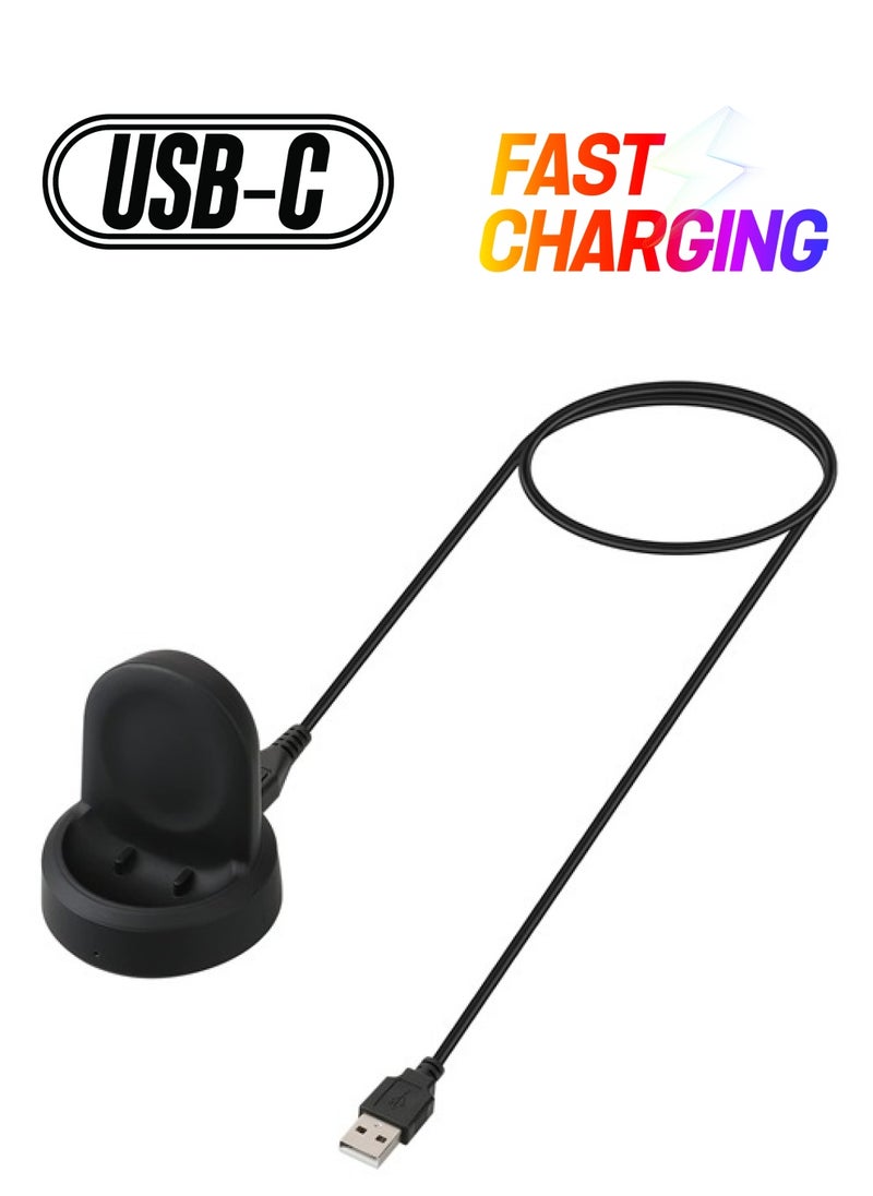 kwmobile - Docking Station Compatible with Samsung Galaxy Watch 5 4 3 / Active/Active 2 - Charging Charger Cable with Stand - Black - Image 1