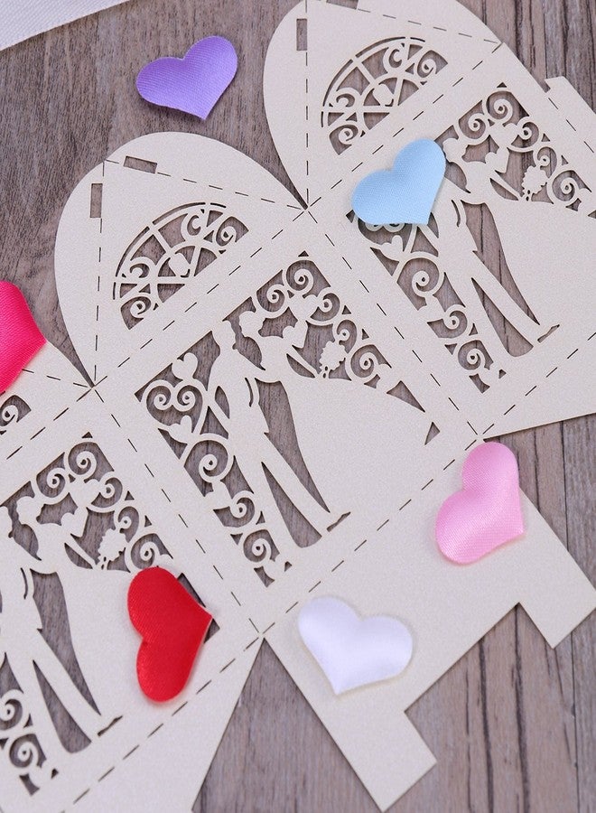 Tinksky 100pcs Wedding Candy Boxes Couple Design Luxury Lase Cut Party Wedding Favor Ribbon Candy Boxes Gift Box Table Decorations (White) - Image 5