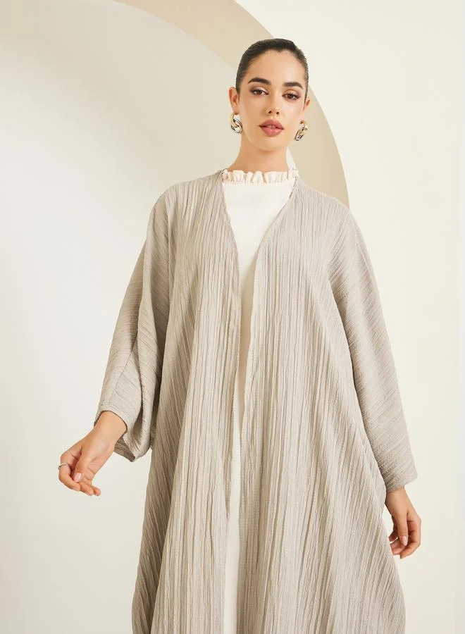 Amirah Women Beige Textured Abaya