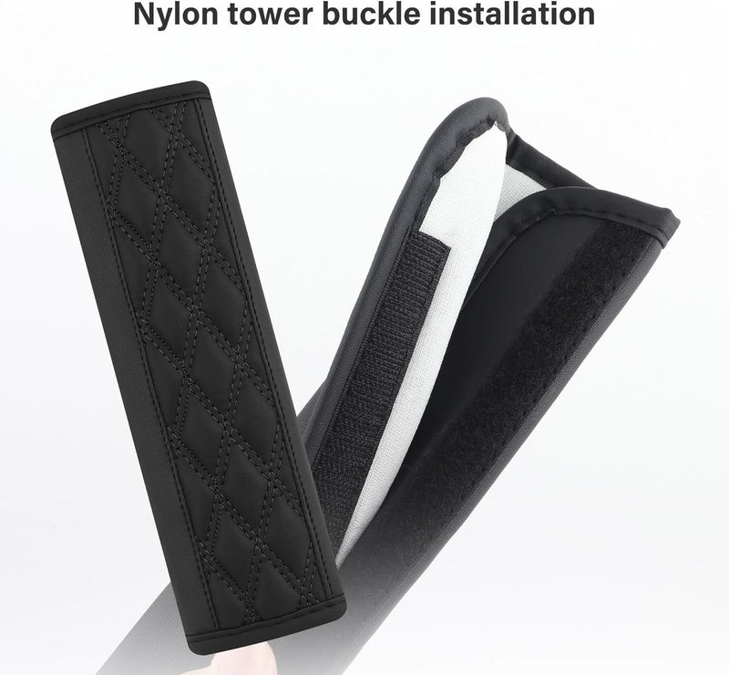 wedfish 2PCS Car Seat Belt Cover Pads,Leather Seatbelt Covers Protect Shoulder and Neck Car Accessories Interior,Universal Car Seat Strap Pads Car Decorations for Most Cars Trucks (Black) - Image 5
