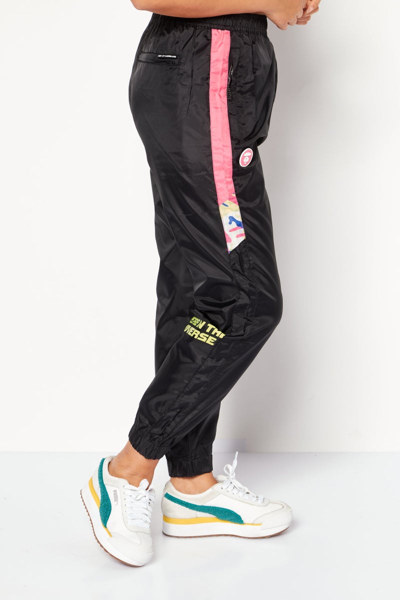 Aape By A Bathing Ape Women Regular Fit Graphic Printed Sweatpants, Black - Image 3