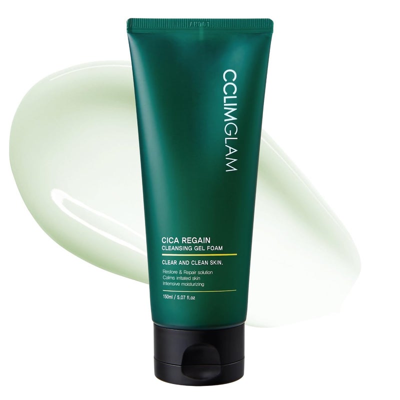 CCLIMGLAM CICA Regain Cleansing Gel Foam 150ml(5.07Fl.Oz), Vegan Mild Skin Barrier Cleanser for Sensitive, Pore and Sebum Care, Calming Soothing Effect, Clean Beauty, Korean Skin Care - Image 1